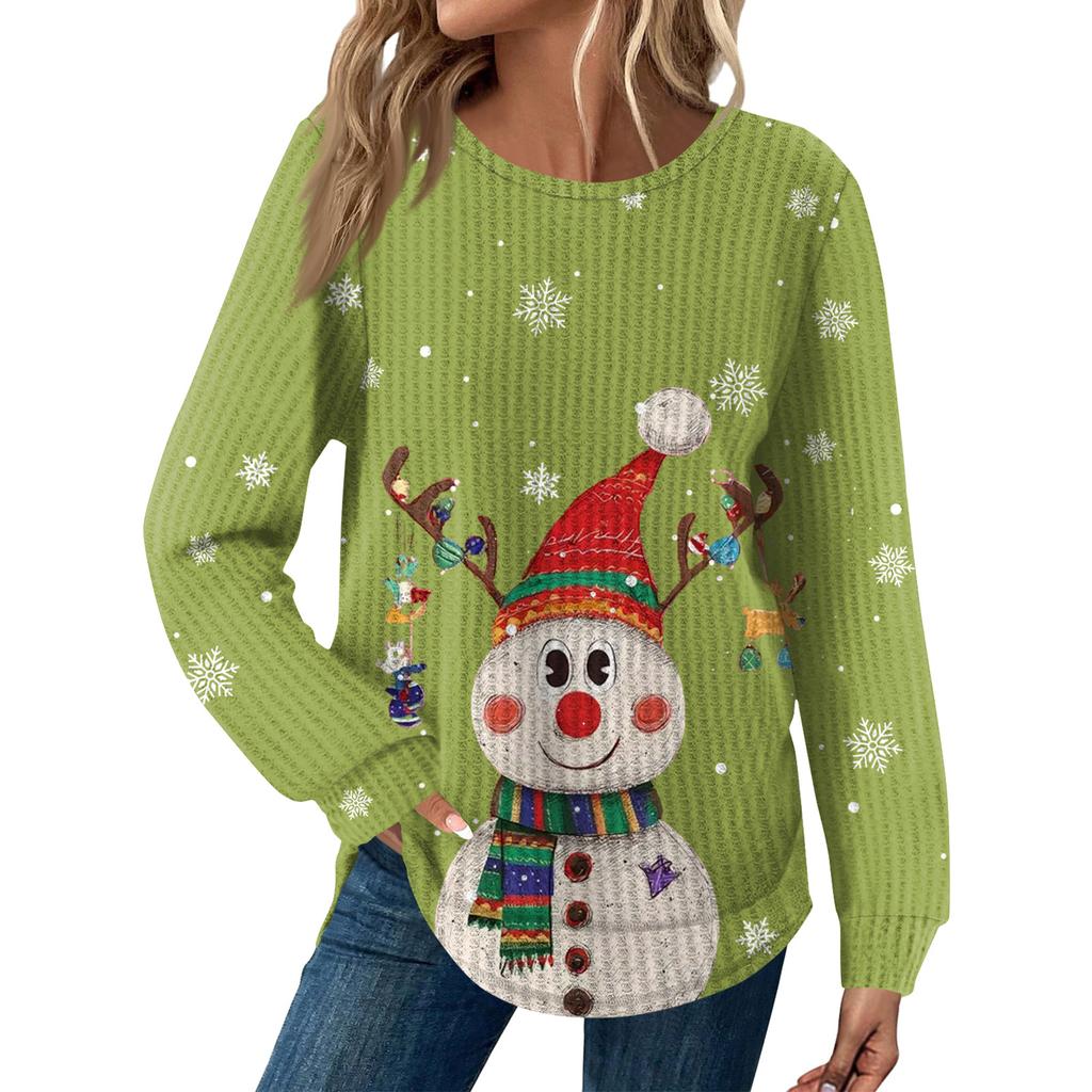 Dámská móda Dlouhý rukáv Vánoční Volný Dlouhý rukáv Kulatý výstřih Ležérní Top
