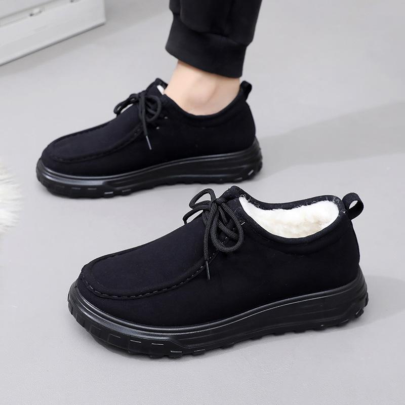 Men's Shoes with Fleece, Warm Snow Boots, Casual and Comfortable Soft-soled Shoes