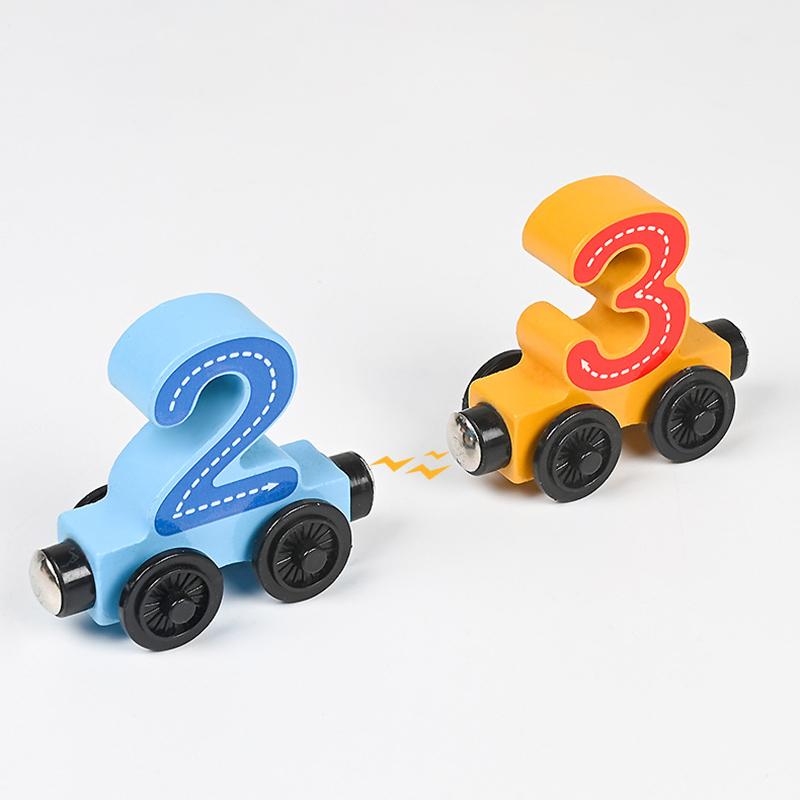 Montessori Educational Toy Train Set Wooden Magnetic Number Train Toys Early Cognition  Learning Teaching Sets For Toddlers