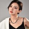 Black And Striking White Crystal Pearl Choker Necklace Featuring Vintage Panda Design For Enthusiasts Fashion