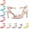 Women Sandals Stilettos Summer Sexy Open Toe Ankle Strap High Heels Ladies Shoes Buckle 9cm Mid Thin Heel Party Wedding Shoes