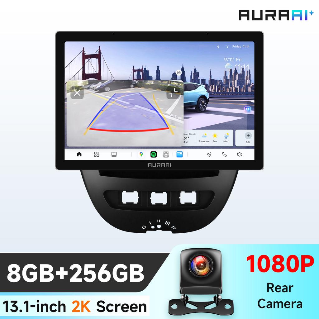 OSSURET Intelligent 2K Screen Carplay Android Auto for Peugeot 107 2005 Citroen C1 2014 Toyota Aygo Car Infotainment Multimedia Player GPS Bluetooth