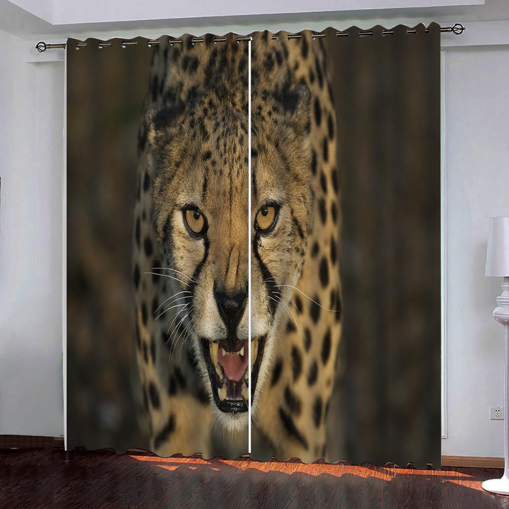 3D Animal Digital Art Psykedelisk Drømmefanger Løve Ulv Mønster Tynn Halvskygge Vindu Gardin for Soverom Stue Krok