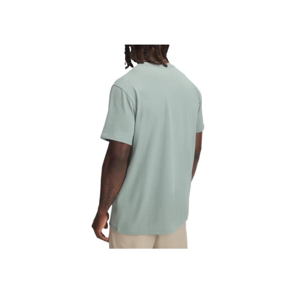 Under Armour Embroidered Heavyweight Comfortable Solid Color Simple Fashion Logo Versatile Short Sleeve T-Shirt Men T-Shirts Blue 1373997-348