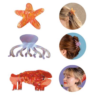 Elegante Haarspangen Große Meerestiere Haarklammer Nicht Rutschend Süß Starker Halt Spangen Hairstyle-Werkzeug