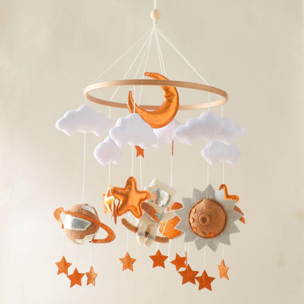 Felt Animal Crib Mobile Hanging Ornament, Baby Crib Stroller Hanging Toy, Hand-Eye Coordination Crib Bell