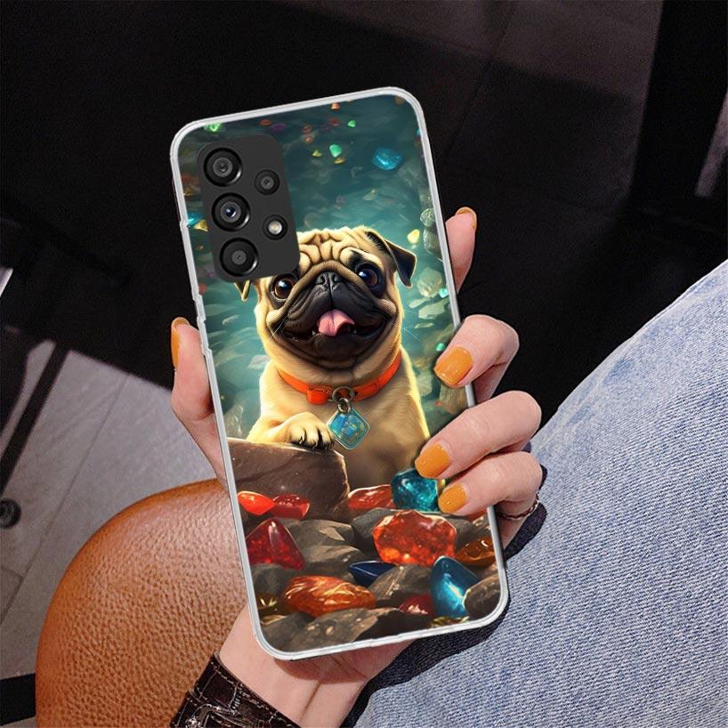 Love Pugs Cute Dog Phone Case For Samsung Galaxy A17 A16 A15 A14 A13 A57 A56 A55 A54 A53 A37 A36 A35 A34 A33 A26 A25 A24 A23 Gal