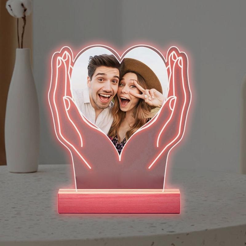LED Picture Frame With Unique Couple Photo Bedsides Lamp For Bedroom Decoration Valentine's Day Gift
