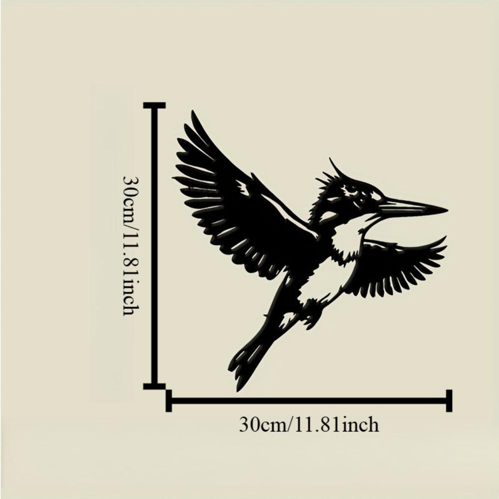 

Kingfisher Flying Metal Wall Art Black White Iron Bird Sculpture Outdoor Home Office Bar Decor Easy Mounting Holiday Gift Original Design 12in
