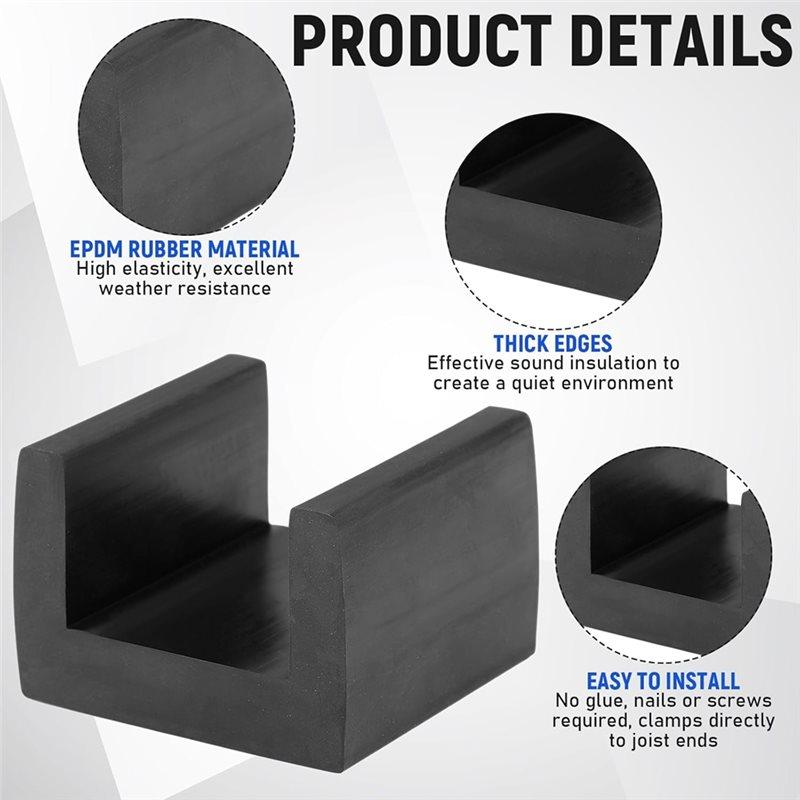 U Boat Floor Floaters(10Pcs), Rubber Joist Isolators Sound Isolation Clip Decoupler For Subfloor Sound Dampening