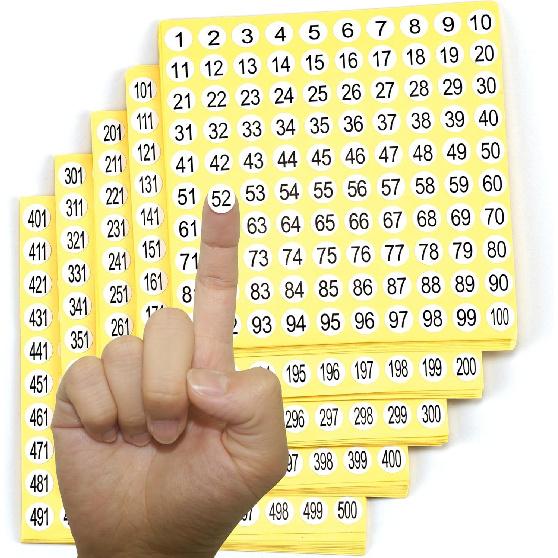 1-500 Round Number Stickers Labels 15 Sets 7500 Self Adhesive Labels Small Consecutive Number Decals Number Signs Inventory Stickers for Organizing Small