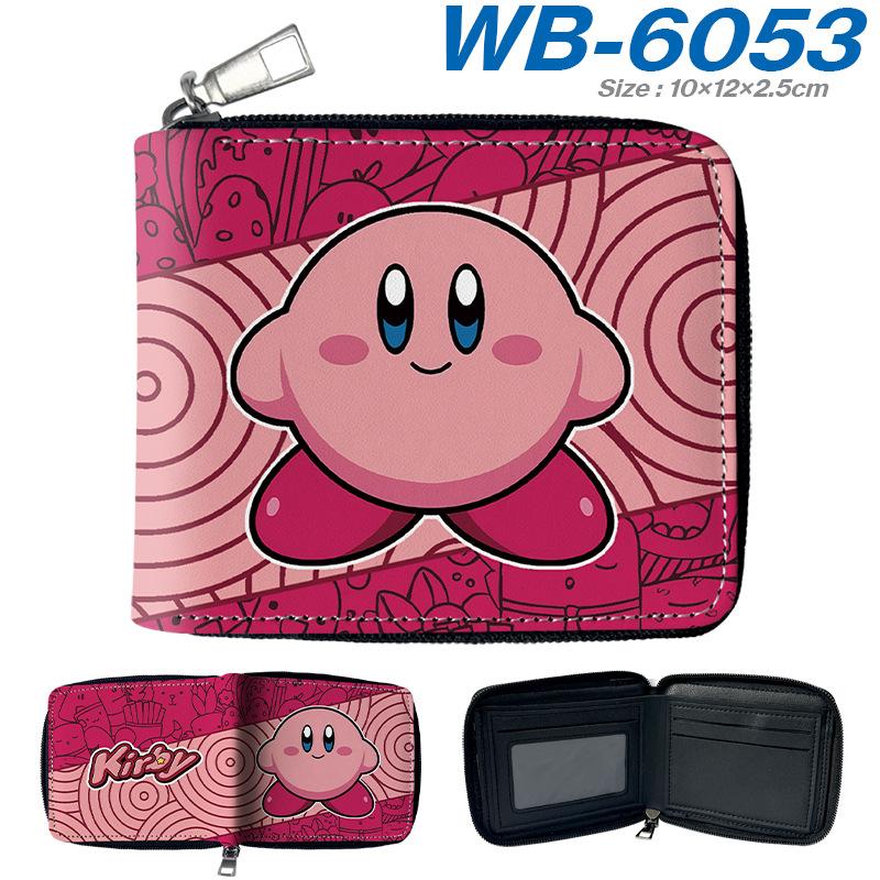 Kirby Short Wallet PU Leather Full Color Cartoon Pattern Zip Coin Purse Pink 1pcs
