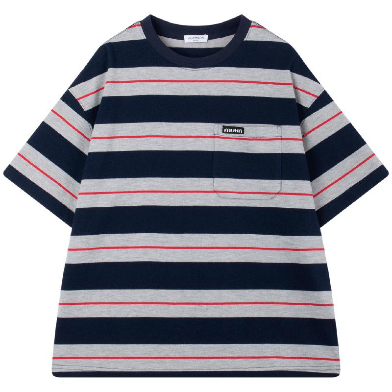 

Mucmukn Retro Striped Short Sleeve T-Shirt 170