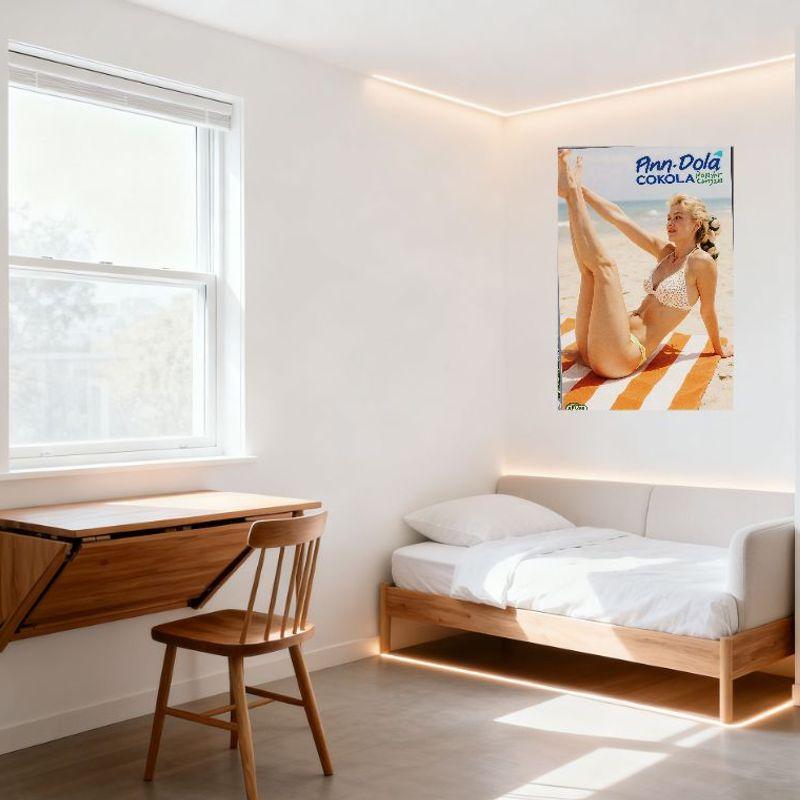 Sexy Blonde Braided Woman on Beach Tin Sign Vintage Metal Poster for Bar Pub Home Decor with Ocean Waves Background 8x12 Inch