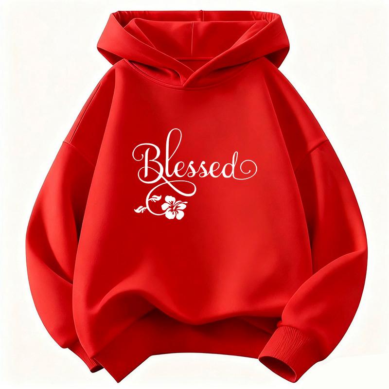 Blessed Flower Printed Design Hoodie Kids Children's Sweatshirt Hoody for Boys Girls Autumn Winter Casual Hoodies