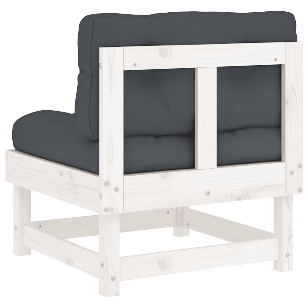 2 Piece Medium Sofa with Cushions White Pine Solid Wood
