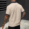 Men's Jacquard Knit Polo Shirt Short Sleeve Slim Fit V Neck Casual Summer Top with Contrast Collar and Cuffs