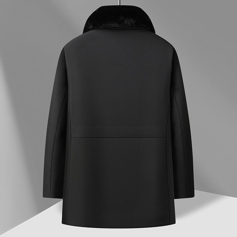 Middle-aged and Elderly Men's Men's Winter Cotton-padded Jacket with Big Fur Collar New Dad's Long Padded Down Cotton-padded Jacket