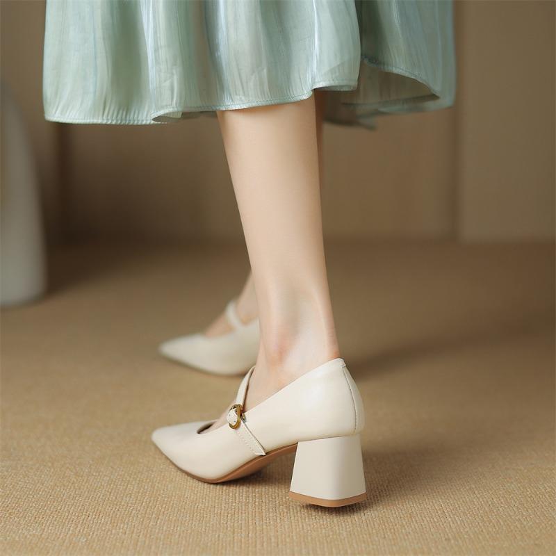 Taoffen Escarpins décontractés pour femmes Fil à coudre Bout pointu Talon haut Mode Souple Talon moyen Solide Décontracté Chaussures pour femme de bureau