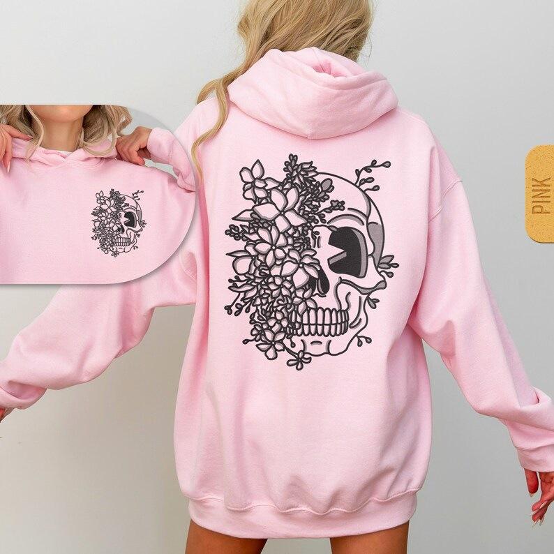Herbst/Winter Kapuzenpullover mit Totenkopf-Aufdruck für Damen