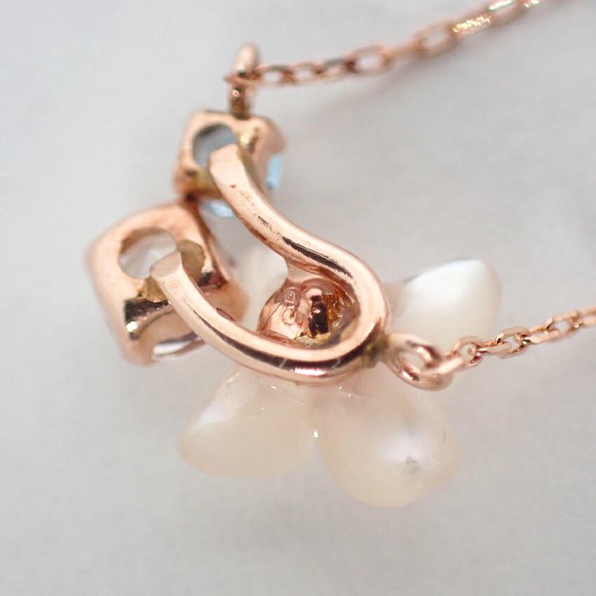[Used] K10PG Diamond Flower Necklace/j12-14