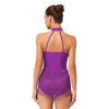 Womens Latin Dance Costume Sleeveless Backless Color Block Design Shiny Sequins Tassels Leotard