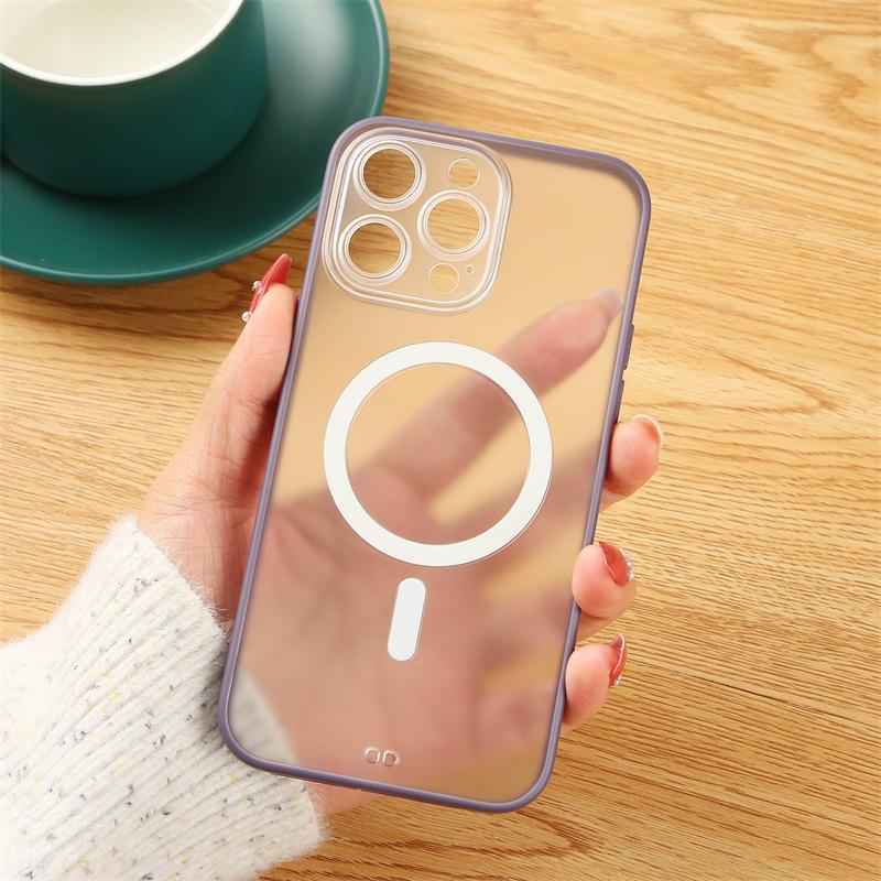 Applicable To IPhone14 Magnetic Suction Phone Case Two-in-one Apple 13promax Full-pack Transparent Hard Case