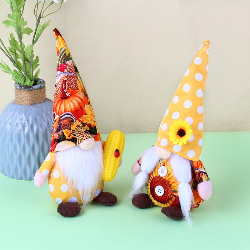Harvest Festival Holding Corn Doll Ornament Cute Rudolph Dwarf Faceless Doll Ornament