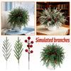 Juldekoration Norfolk Simulering Nålar, Röd, Gröna Växter, Sticklingar, DIY Matchande Prydnader