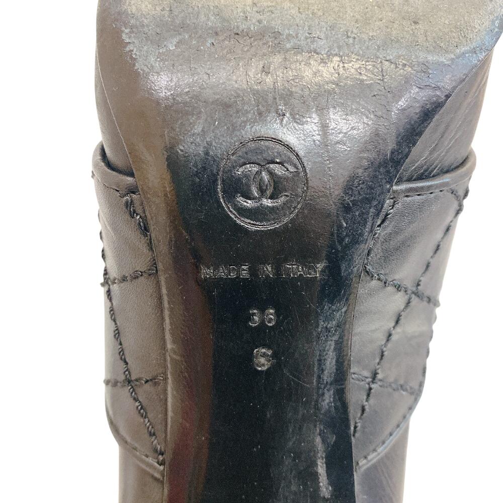 Chanel Botas de cano alto G25325 COCO Marca Bicolore botas de couro couro preto Usado