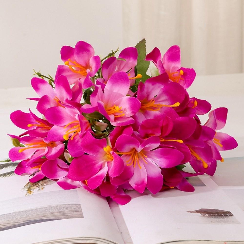 

Gifts 10 Heads Artificial Lily Wedding Decoration Bouquet 5-forked Daffodil Orchid Home Decorative Fake Lily фіолетовий