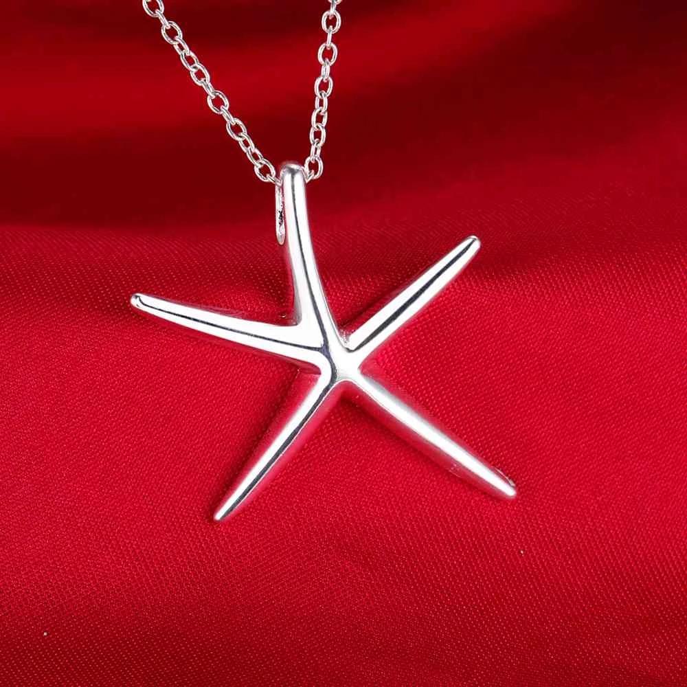 Fine Jewelry Sets 925 Silver Lovely Starfish Chain Necklaces Bracelet for Women Fashion Party Wedding Gifts