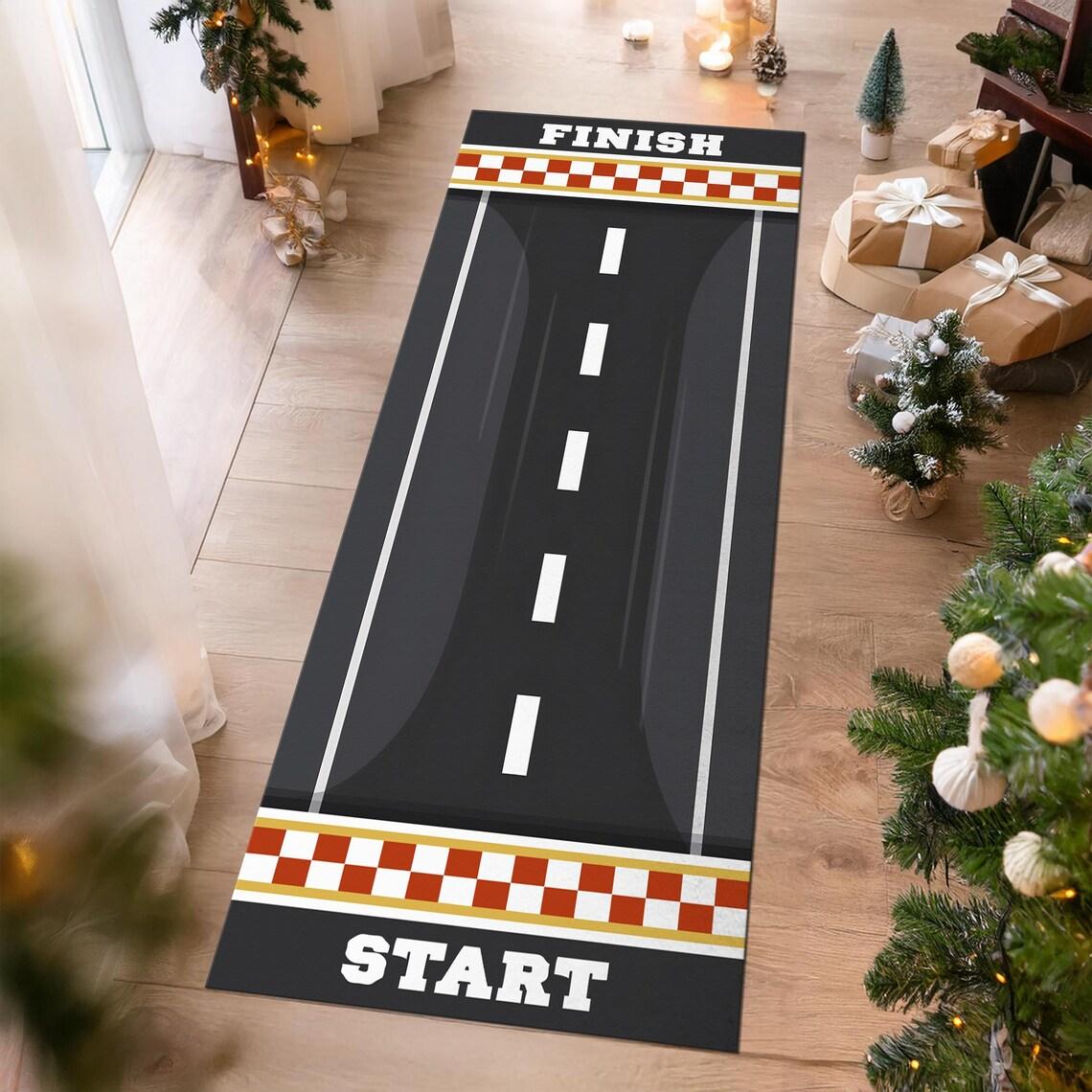 

Race Road Track Runner Rug, Race Car Rug, Track Rug for Boy s Room, Kids Play Mat, Start-Finish Rug, Non Slip Racing Car Rug 40cm x 120cm