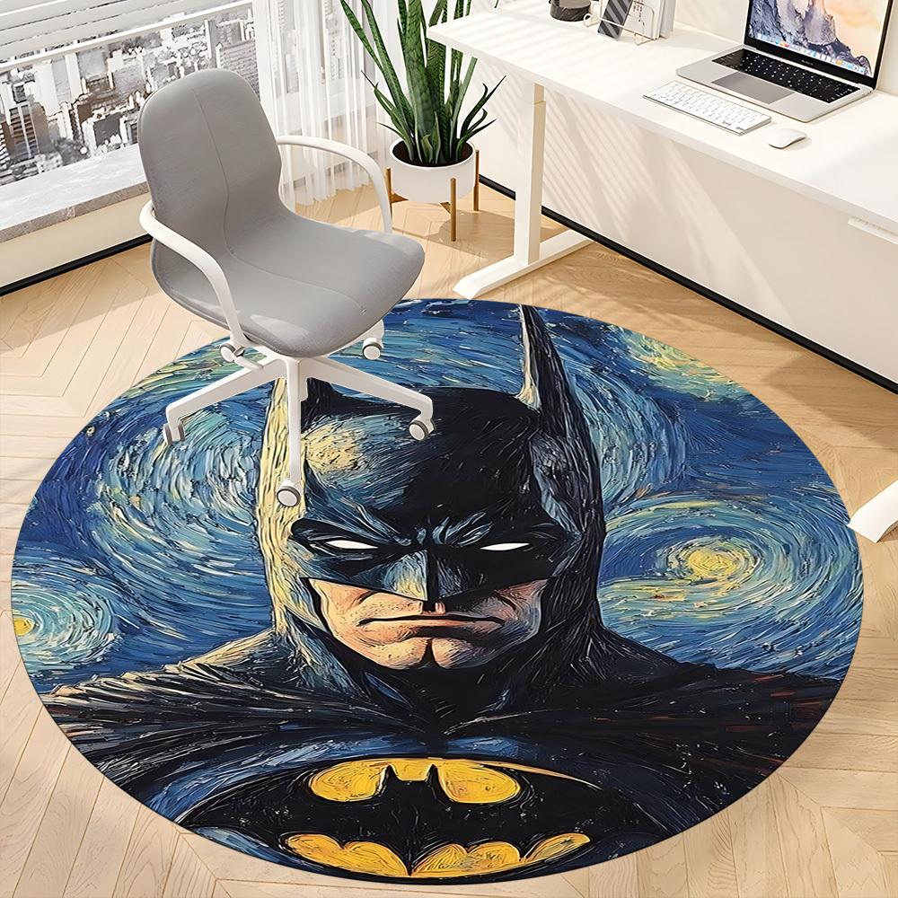 1pc Batman Starry Night Office Round Area Rug, Under Office Chairs Bedroom Living Room Home Decor, Room Deco, Available in Various Sizes