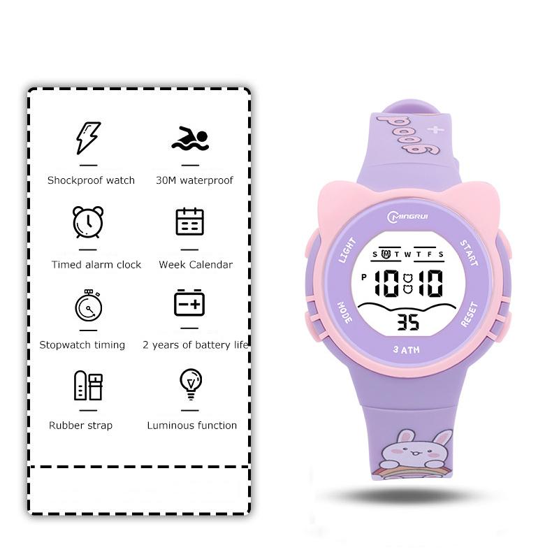 

Children Watch Girls Cute Cartoon Electronic Watches Waterproof Alarm Clock Multi Functional Boys Student Wristwatch фиолетовый
