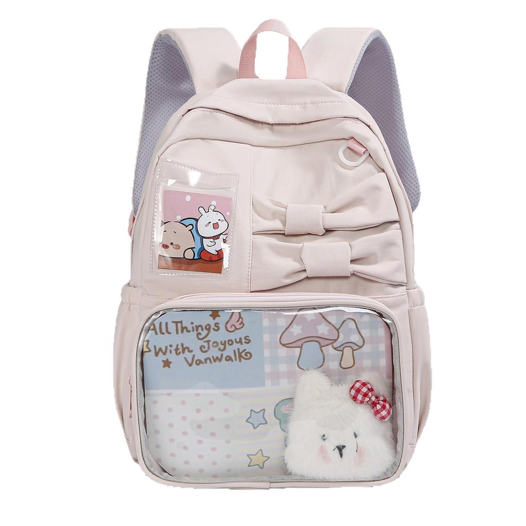 Schoolbagins Wind Large Capacity Junior High School Student School Bag Female Korean Edition Girl Transparent Backpack Personalized Versatile Campus