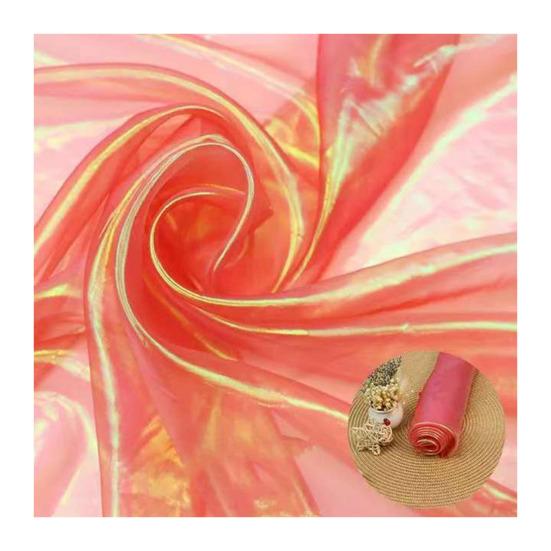 Iridescent  Organza Fabric, 59 Inch Wide Holographic Sheer Gauze, Lightweight Organza for Wedding & Halloween Decor, Photography Backdrop, DIY Dress