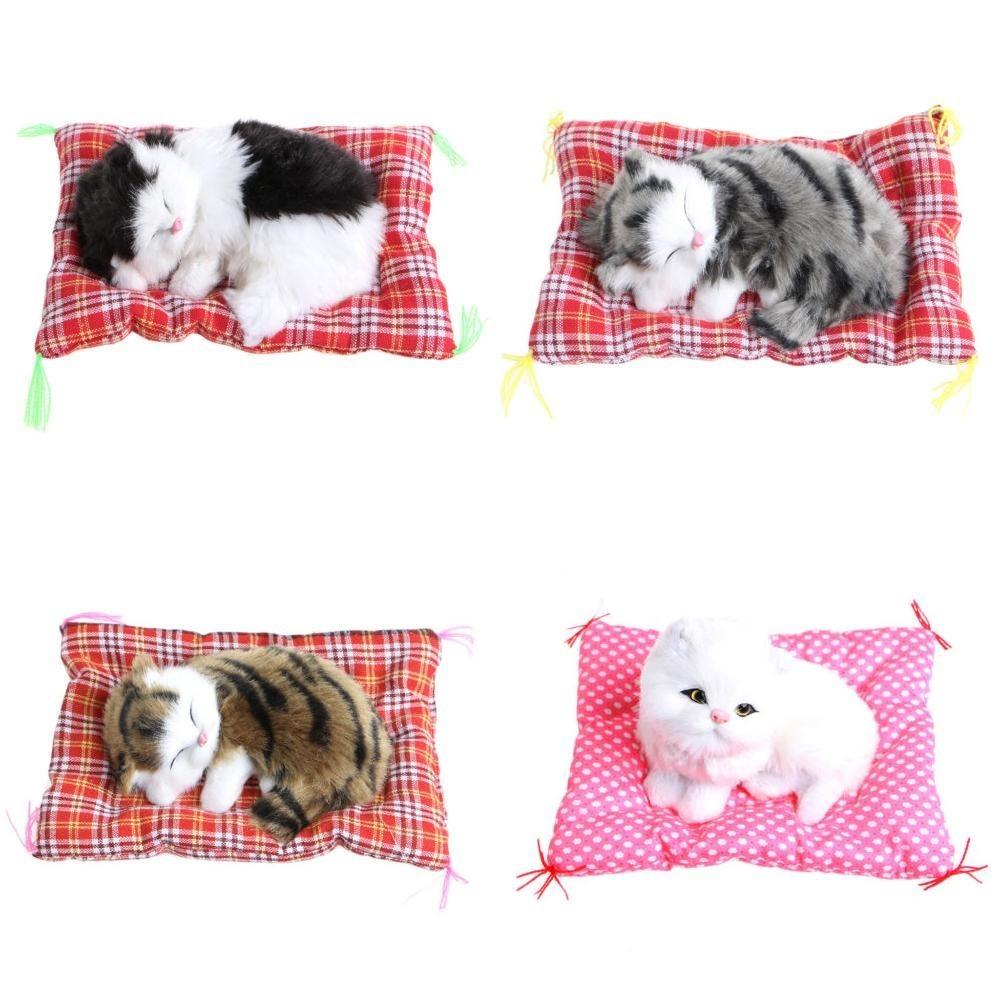 Adorable And Soft Plush Stuffed Toy Cute Sleeping Cat With Realistic Sound For Kids