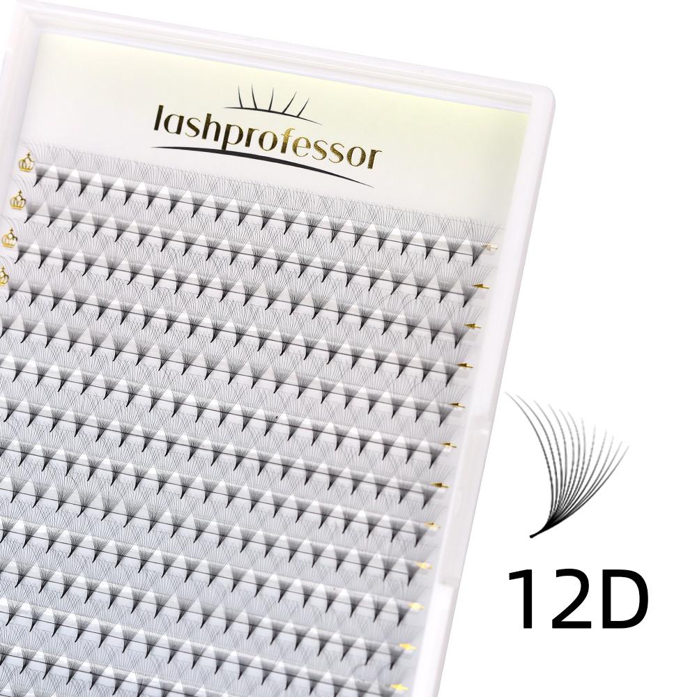 Lashprofessor 3D/4D/5D/6D Sharp Premade Volume 320Fans 8D/10D/12D Individual Lash Extension Pointy Thin Stem Russian Volume Lash