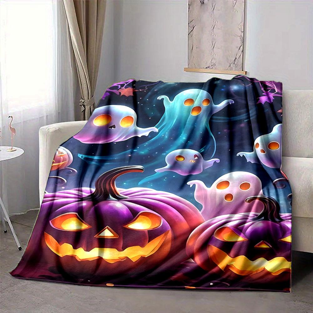 1pc Halloween Ghosts Blanket Lightweight Flannel Blanket Throw Blanket For Sofa, Bed, Travel, Camping, Livingroom, Couch, Chair, And Bed yy2509026224