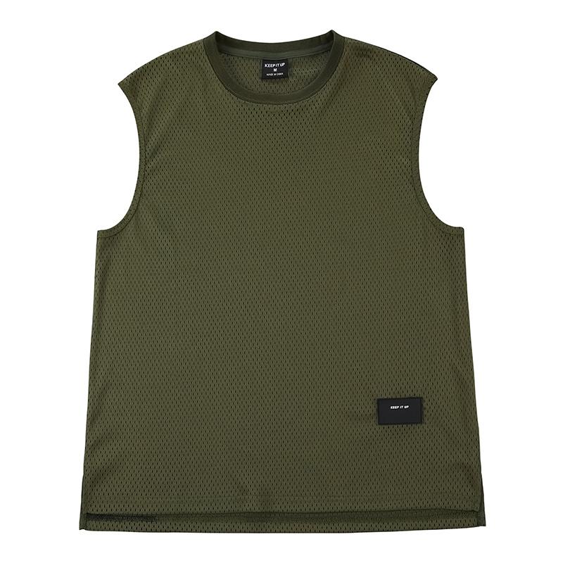 

Мужская свободная повседневная спортивная майка для баскетбола, фитнеса, сетчатая дышащая футболка без рукавов, майка для бега, майка для марафона XXL оливковый