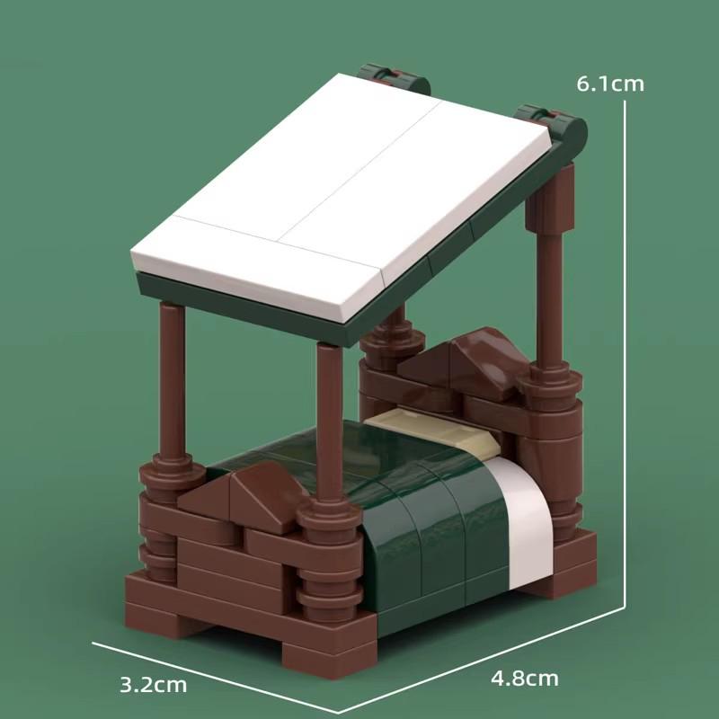 MOC Medieval Furniture Building Blocks Cannon Sheepskin Leather Rack Spinning Wheel Map Desk Loom Bricks Toys Kids Gift