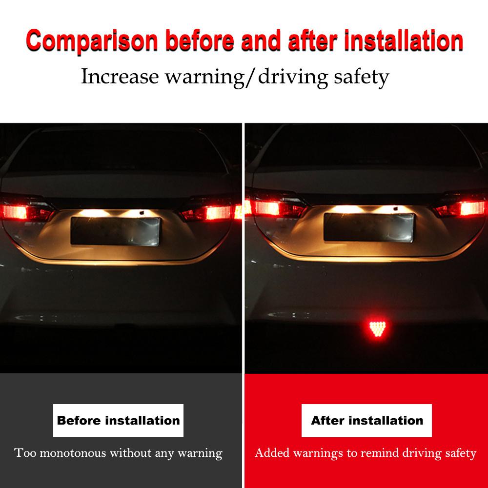 Red Car Triangle Rear Brake Stop Light Warning Strobe Led Safety Indicator Lamp