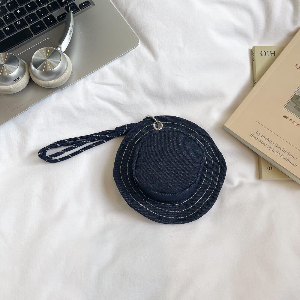 

Round Mini Bucket Hat Coin Purse Cute Lanyard Hat Shape Keychain Mini Fisherman Hat Korean Style Bag Pendant Mini Storage Bag