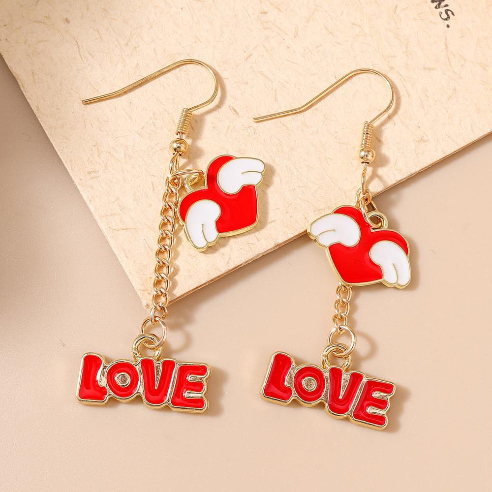 Schattige Emaille Liefdeshart Druppeloorbellen voor Dames Meisjes Letteroorbellen Valentijnsdag Feest Sieraden Cadeau