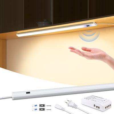 Enchufe europeo, interruptor de barrido manual, luz LED para debajo del gabinete, lámpara de cocina, luz nocturna de aluminio, armario de casa, retroiluminación, iluminación decorativa