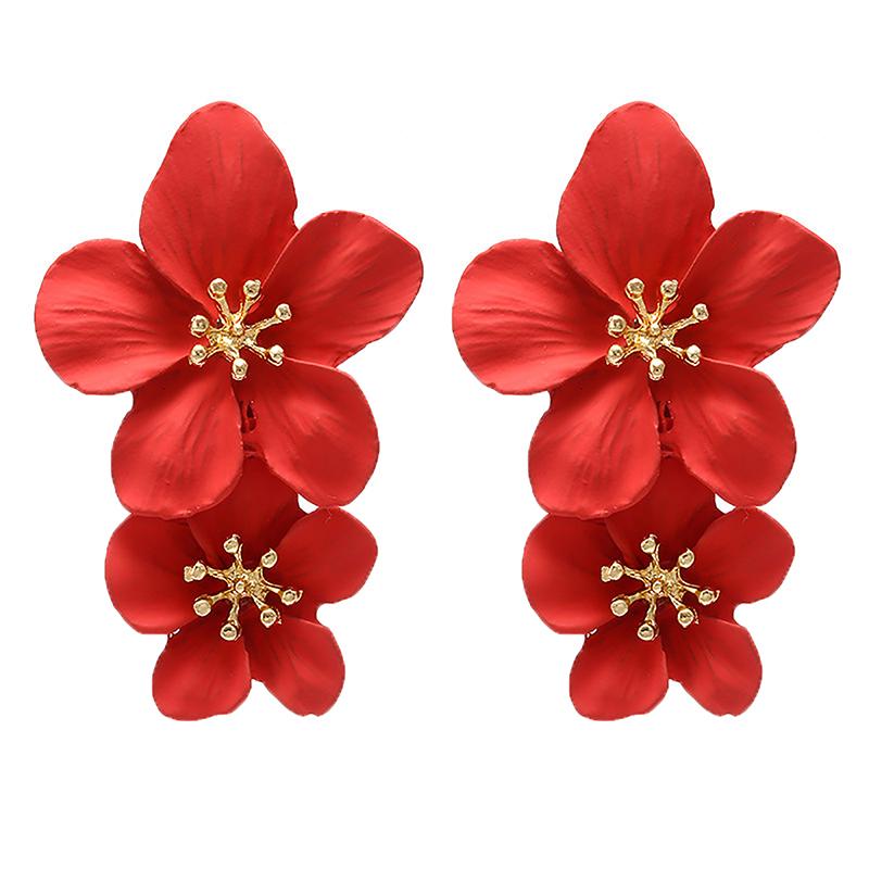 Korean Vintage Boho Big Flower Drop Earrings Drop Earrings For Woman Summer Beach Vacation Accessory Party Jewelry Gifts