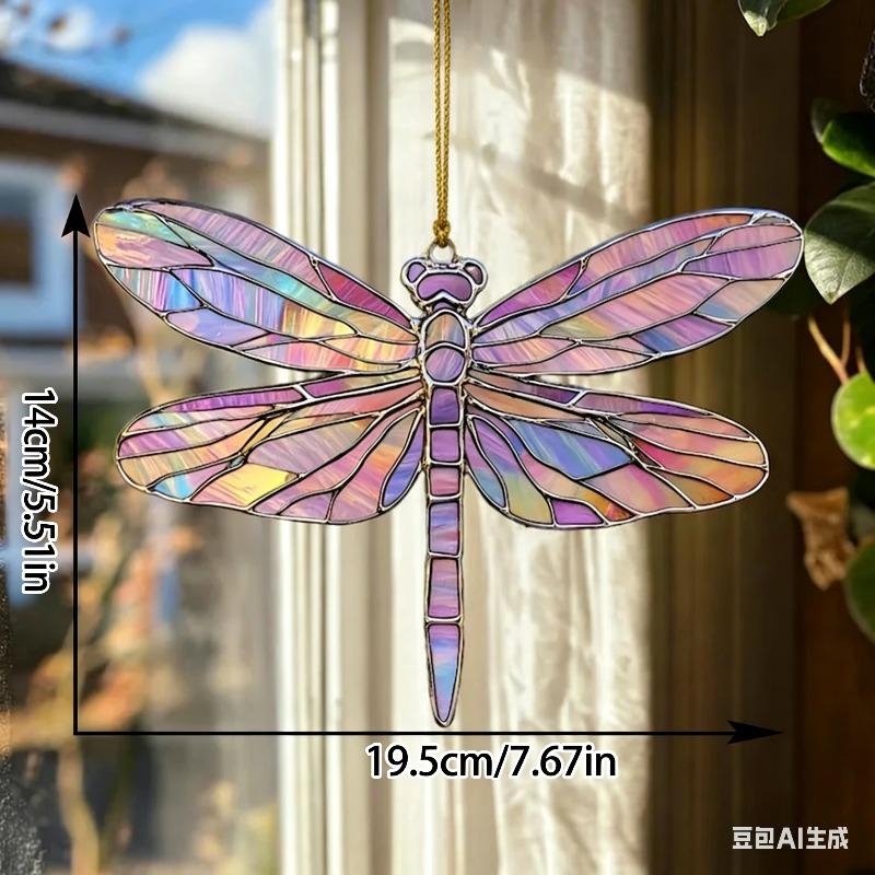 2D Flat Acrylic Colorful Dragonfly Decoration Sign, Home Decor Plaque Hanging Wall Art Decorative Garden Decoration for Room Door Signs Hanging Square