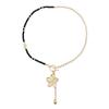 Black and Gold Floral Pendant Necklace with V-shaped Clavicle Chain