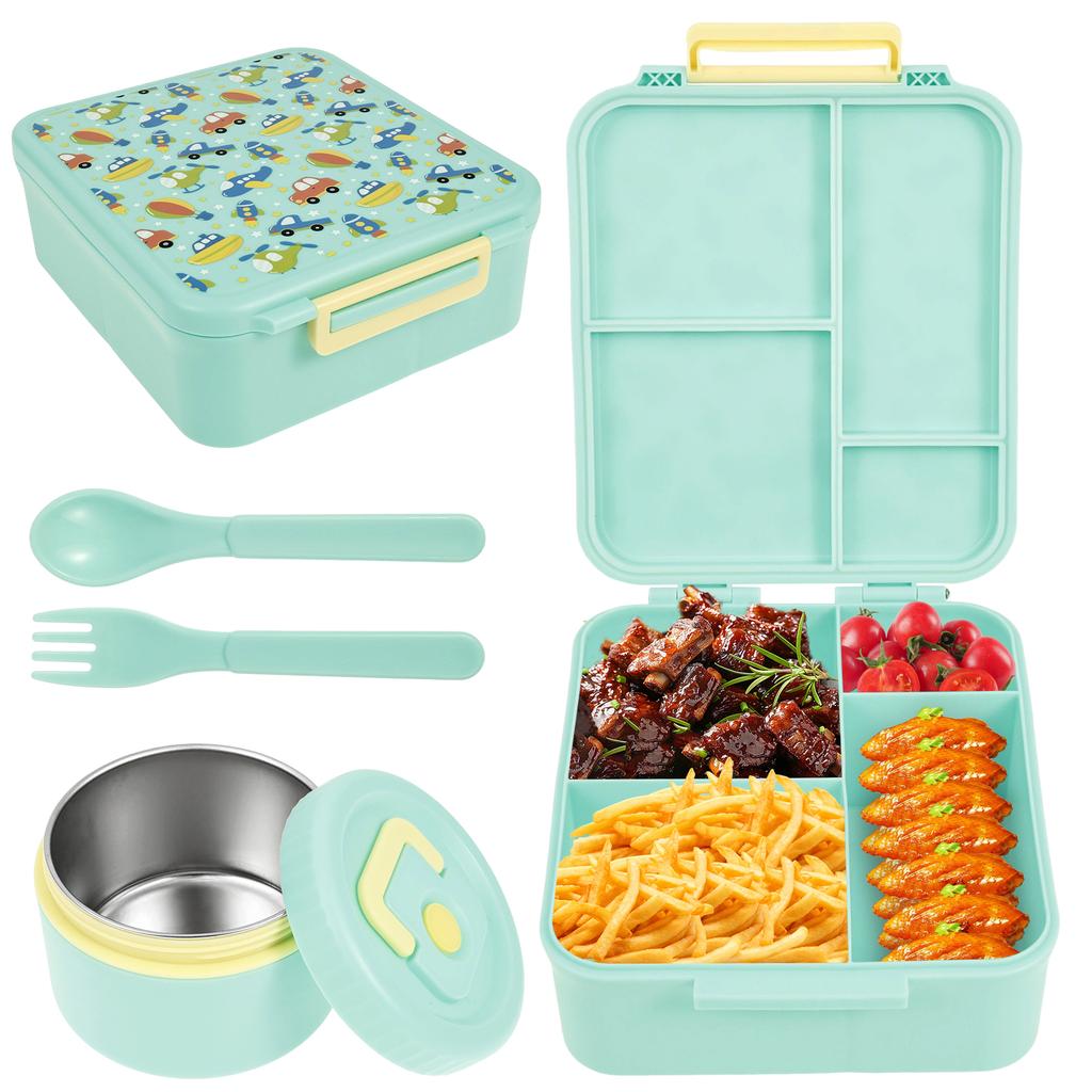 1700 ML Lunch Box Microwavable Bento Box Leakproof Storage Boxes with 300ml Soup Jar Food Container for Students Adults School